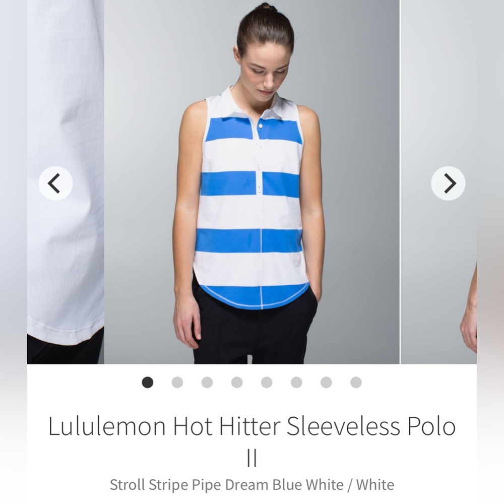 Lululemon Athletica Blue and White Striped Polo Shirt
